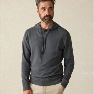 Faherty Sunwashed Midweight Organic Hoodie Long Sleeve Charcoal Gray Size Medium